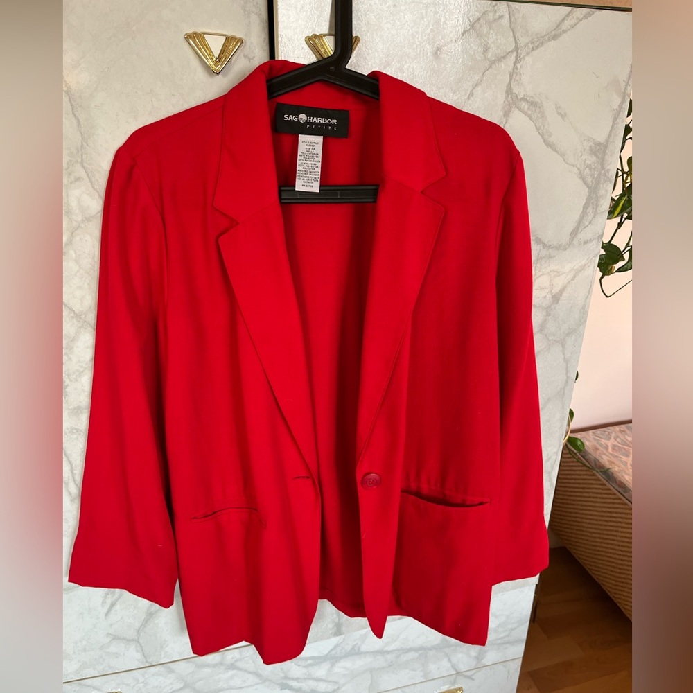 Vintage Sag Harbor Women's Vibrant Red Suit Jacket